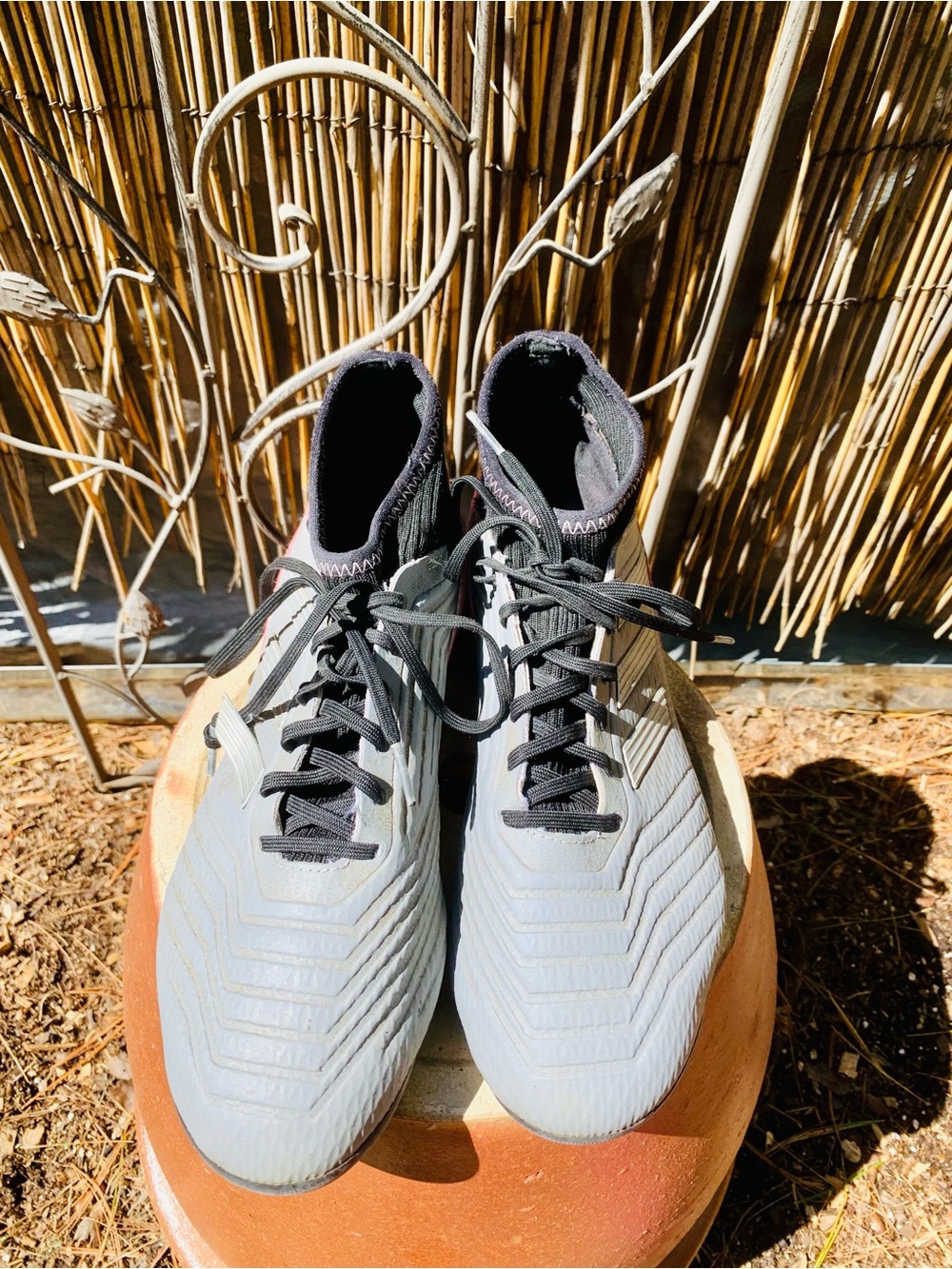 Adidas Performance Predator Soccer Cleats in Light Gray and pink